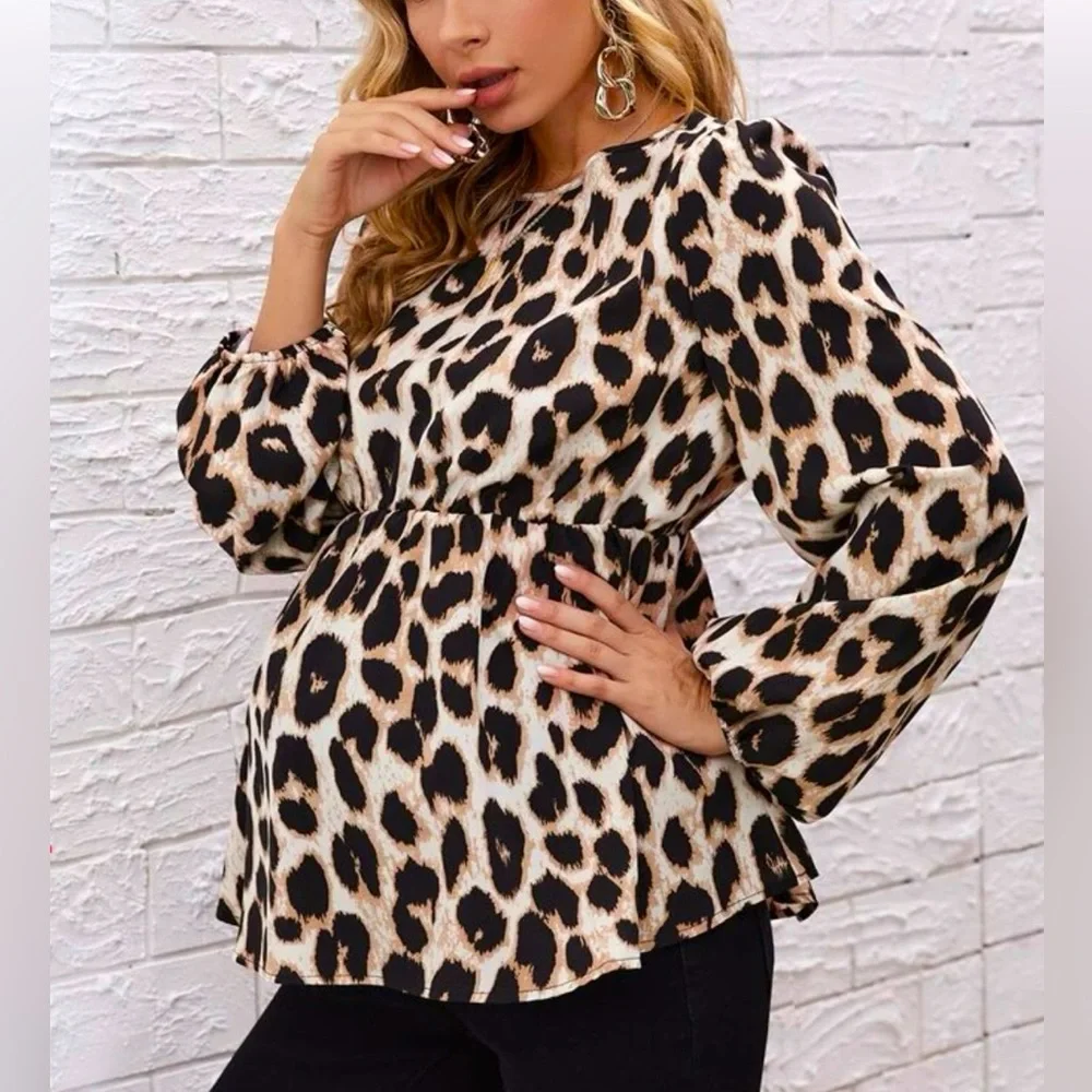 Maternity leopard print blouse - Picture 1 of 9